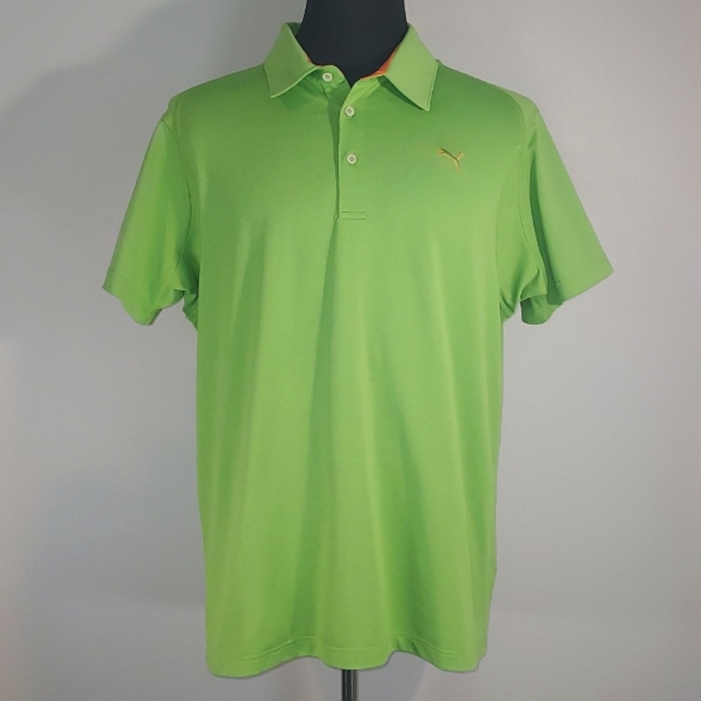 Puma Sport Lifestyle Lime Green S/S Polo Shirt Size Large